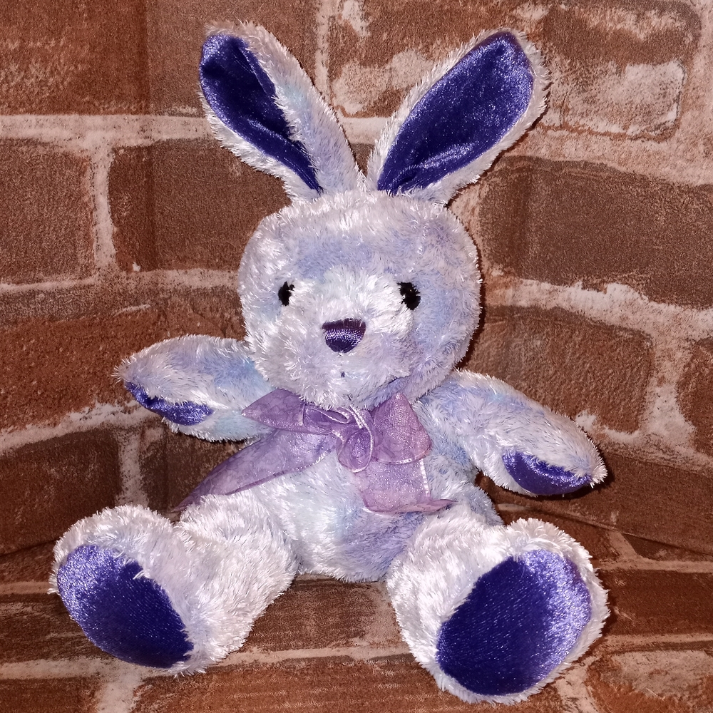 Plush extra super soft bunny rabbit with poseable ears beautiful purple & blue